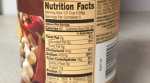 Picture of a Nutrition Facts label.