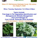 Fall Vegetable Production Workshop – Combating Insect Pests September 12, 2017 Fall Vegetable Production Workshop – Combating Insect Pests September 12, 2017
