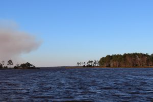 From Eden Garden State Park you can look across the bayou to the point where the ICW leaves Choctawhatchee Bay and enters a manmade canal locals refer to as "the ditch". Notice the prescribed burn occurring across the bay. 