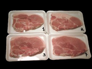 Four cuts of siloin chops from poor to superior quality.