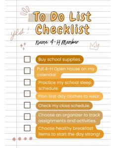 List of to do items for back to school