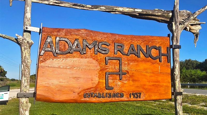 Adams Ranch sign
