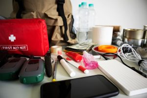 collection of emergency kit items