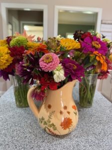 Vase full of colorful flowers