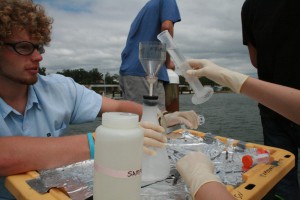 Marine science students monitoring nutrient levels in a local waterway.  Photo: Ed Bauer