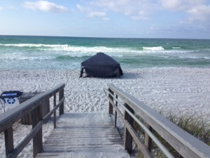 Tent set up on Pensacola beach to protect from the sun.  Photo: Rick O'Connor