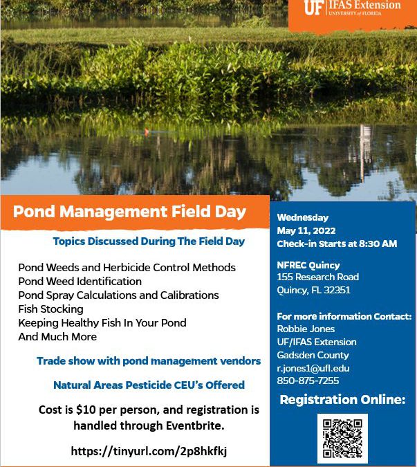 Pond Management Field Day in Quincy – May 11
