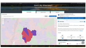 What the United States Environmental Protection Agency's How's My Watershed interactive tool shows when looking to learn more about the watershed for Okaloosa County UF/IFAS Extension North office. 