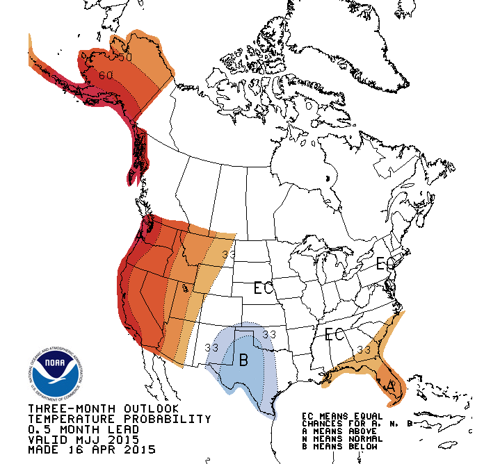 May through June 15 temp forecast