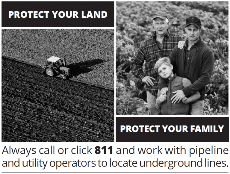 Call 811 Before You Dig or Farm Near Buried Utility and Pipelines