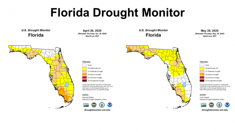 FL May 2020 Drought Monitor comparison