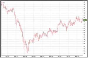 cotton futures chart 9-11-20