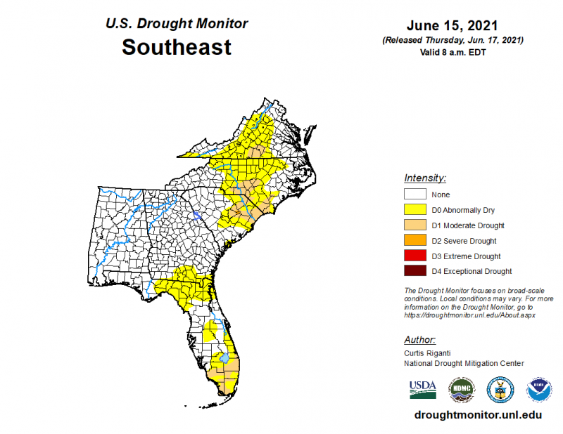 June 15 SE Drought Monitor