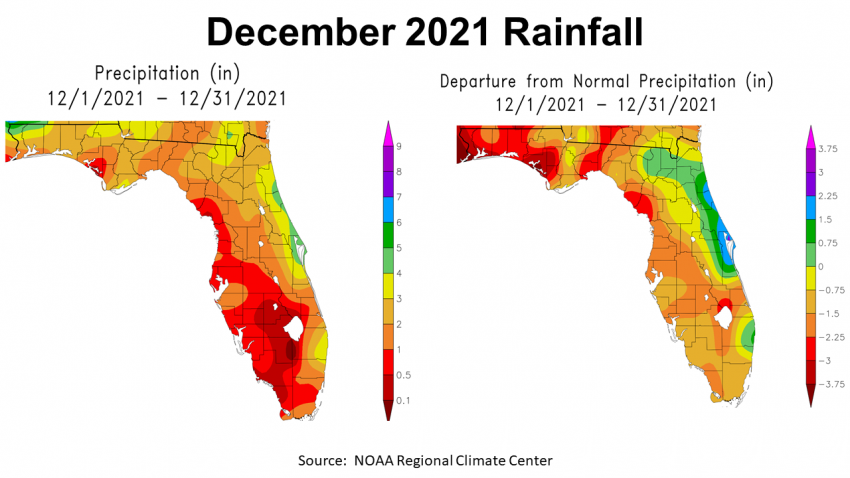 Decemeber 2021 Rainfall vs Normal