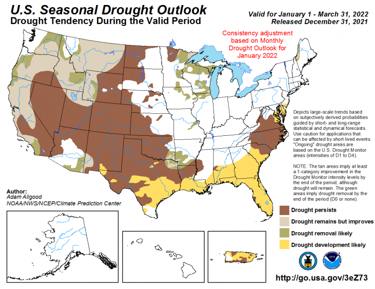 January - March 2022 Seasonal Drought Outlook