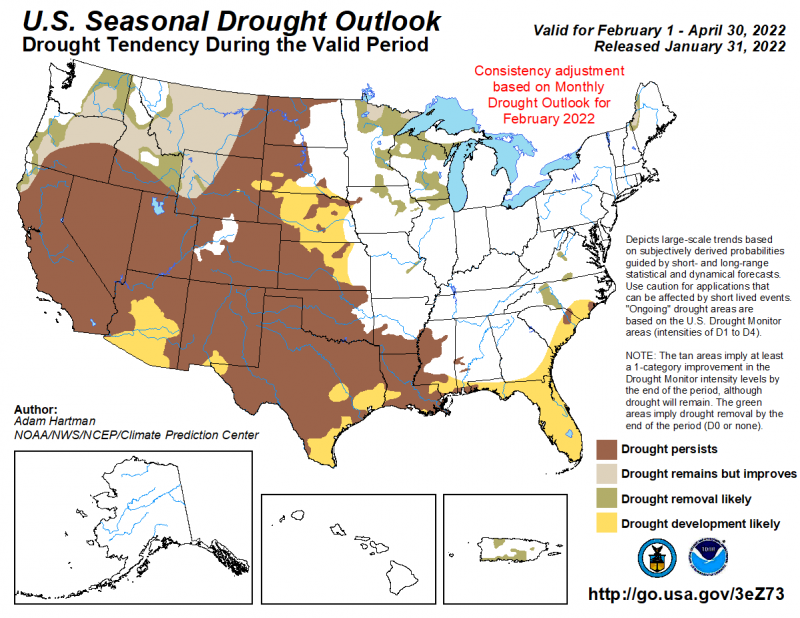 Jan 31 US Seasonal Drought Forecast