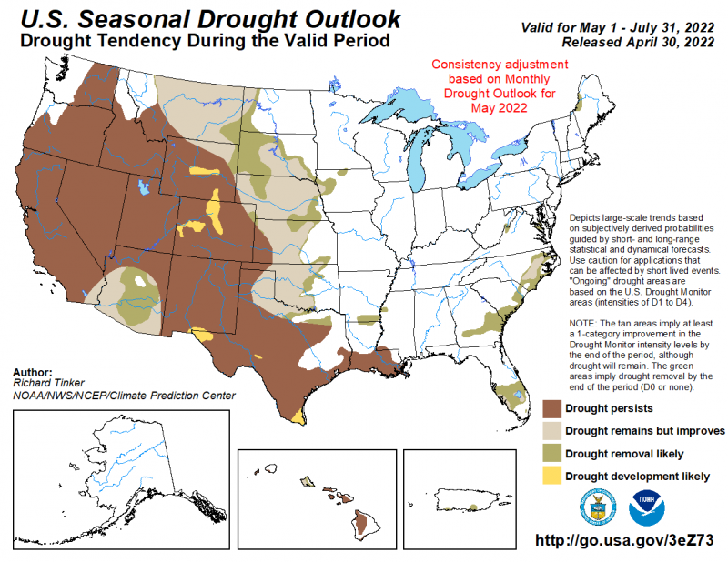 May -July 2022 CPC Drought Outlook