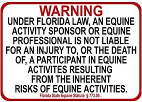 Equine Liability Sign