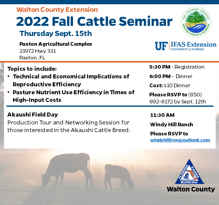Fall Beef Cattle Seminar and Akaushi Field Day – September 15