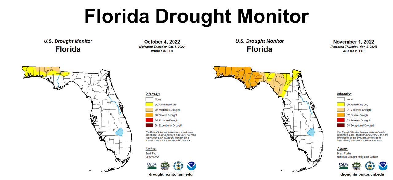 FL Drought Monitor Changes in October 2022