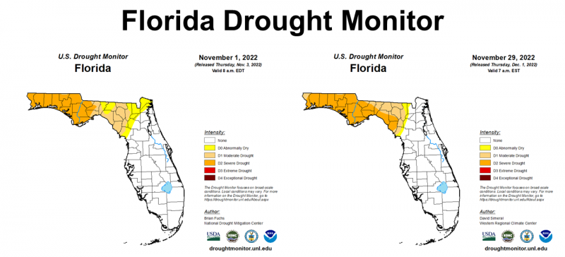 FL Drought Monitor Changes in November 2022