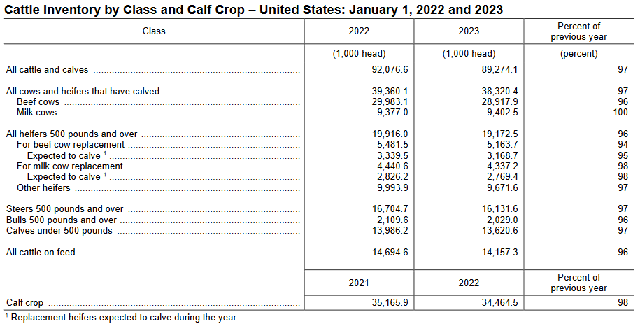 2023 Cattle inventroy by class