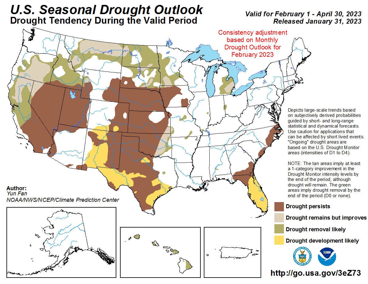 February-April 2023 Seasonal Drought Outlook