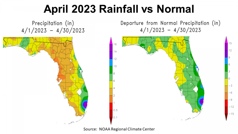 April 2023 FL Rainfall vs Normal