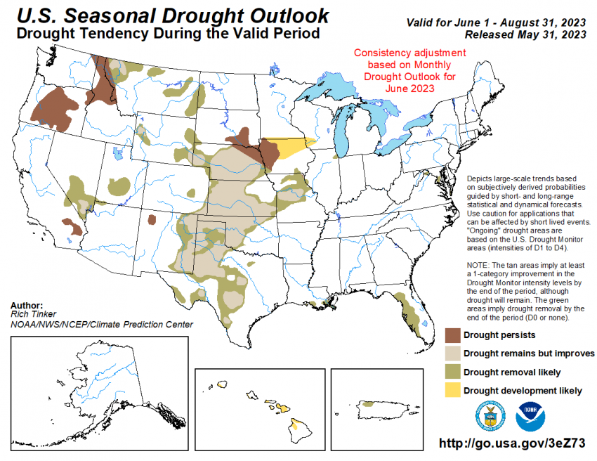 June - August 2023 Seasonal Drought Outlook