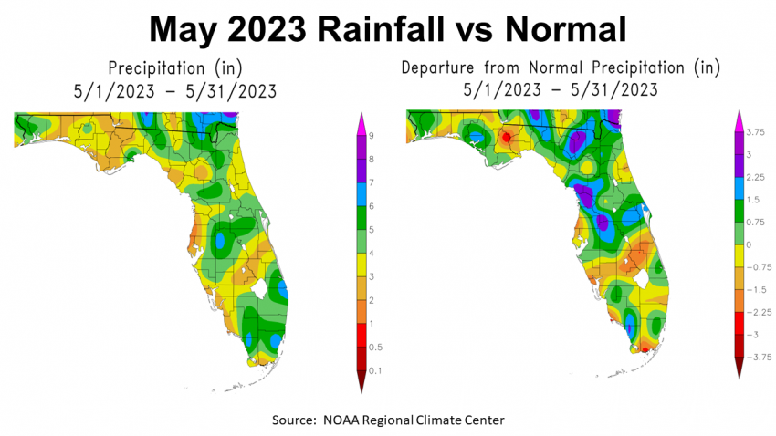 May 2023 FL Rainfall vs Normal