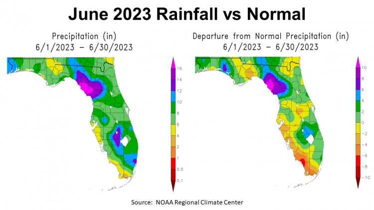 June 23 FL Rainfall vs Average