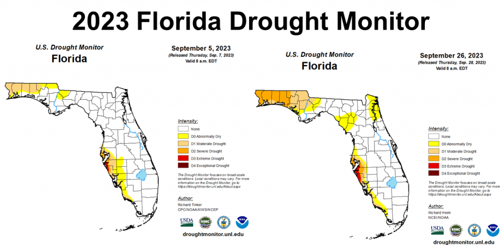 September 2023 Weather Summary - September 2023 FL Drought Monitor 1024x498 