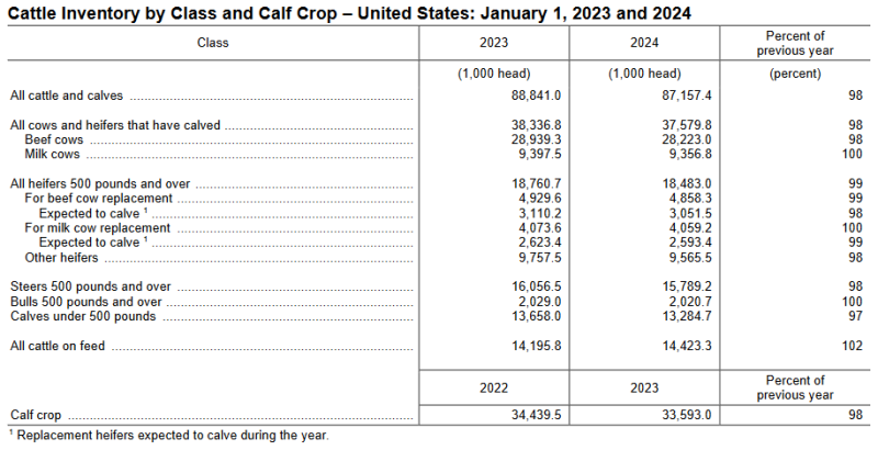 2024 Cattle inventroy by class