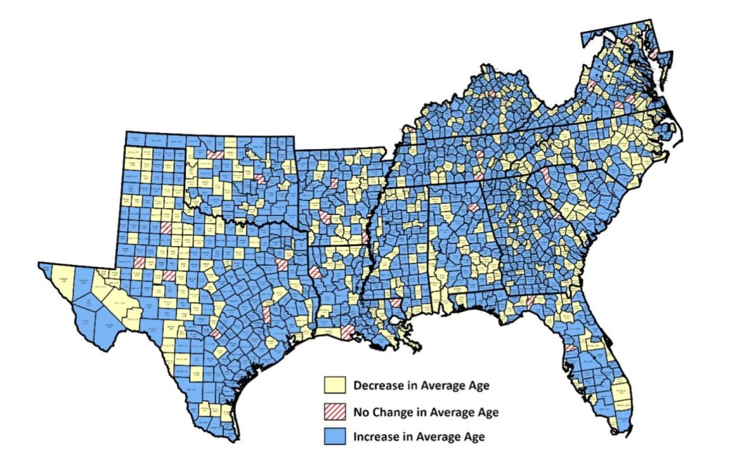 Changes in the Average Age of Farmers in Southern States from 2017 to 2022