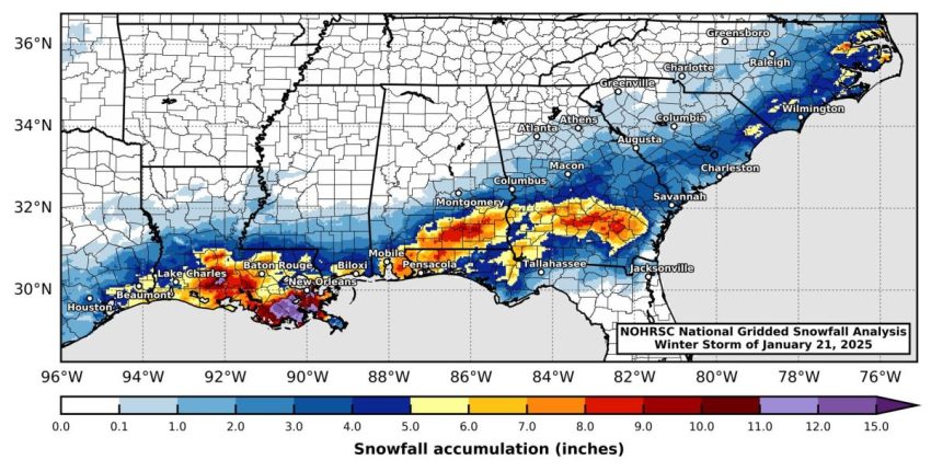 January 21-22 2025 Snowfall Estimate Map